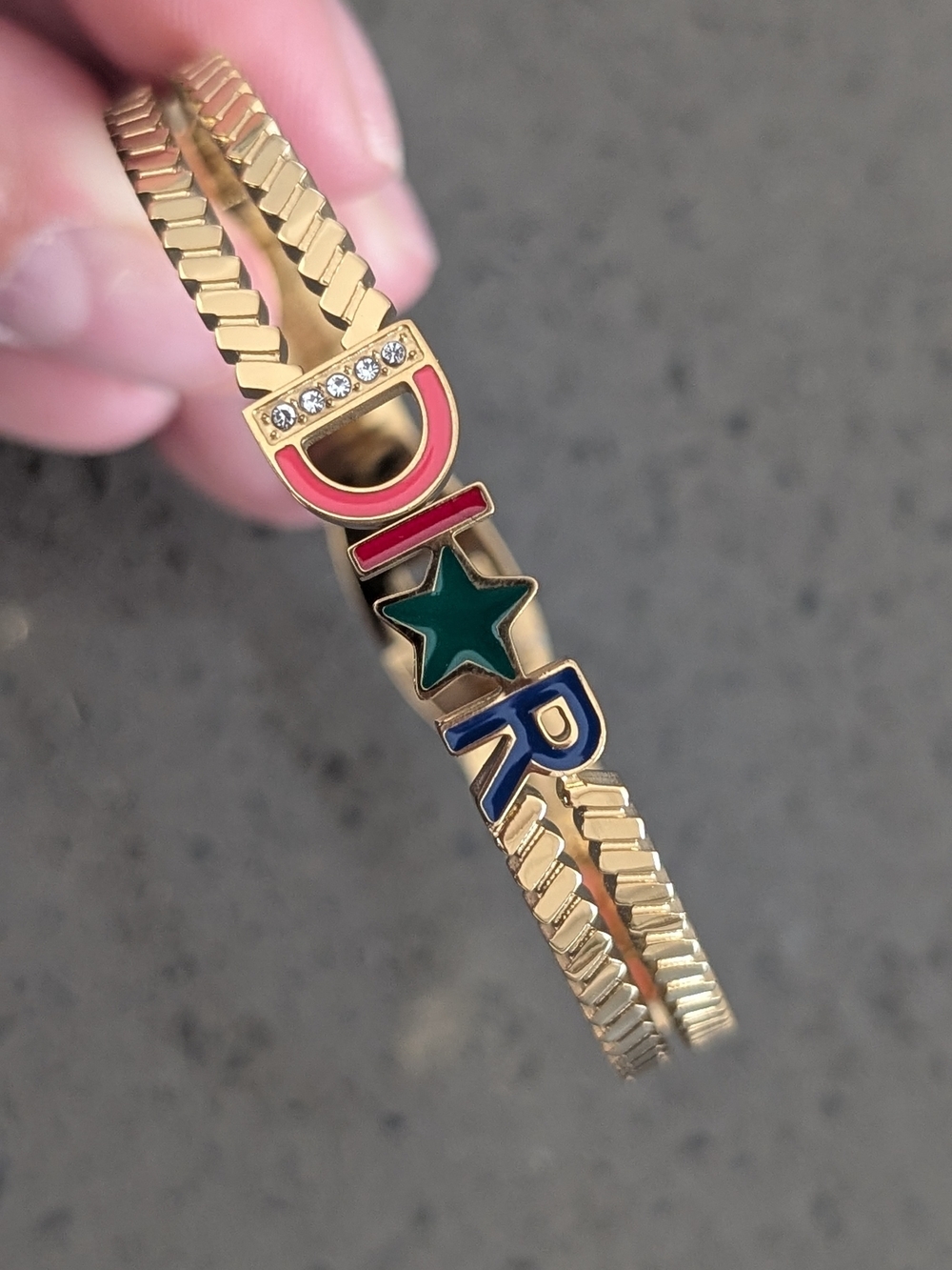 Gold-Tone Multicolor Letter & Star Bracelet   DI🌟R